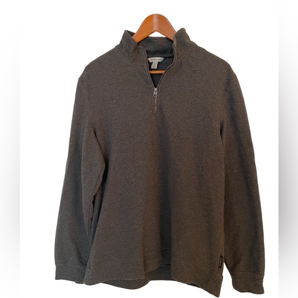 Calvin Klein Men's 1/4 Zip Mock Turtleneck Sweater Silver Size Medium